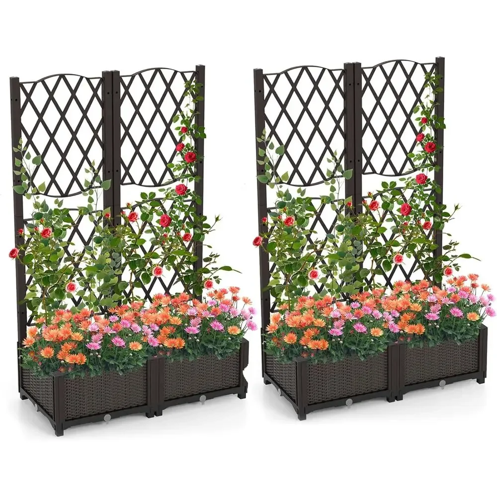 Self-Watering Planter - Canteiros Elevados com Treliça, Caixas de