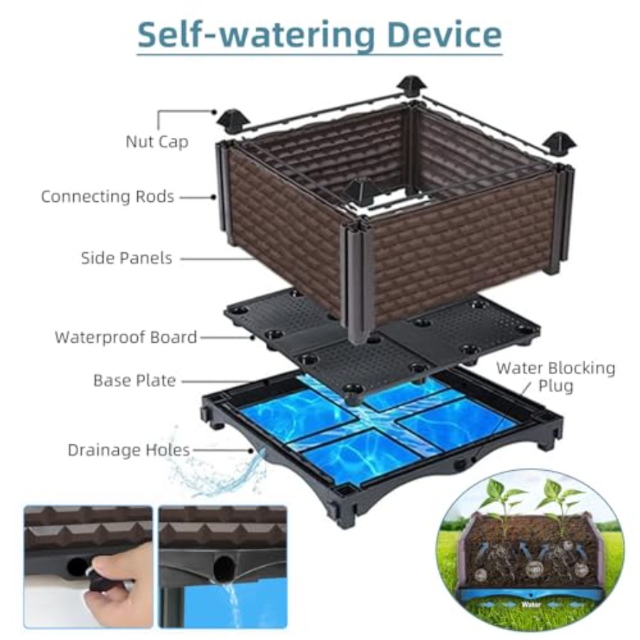 Caixa de plantio retangular pa - Self-Watering Planter avaliação e preço
