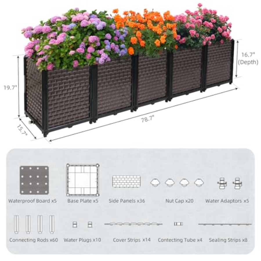 Caixa de plantio retangular pa - Self-Watering Planter avaliação e preço