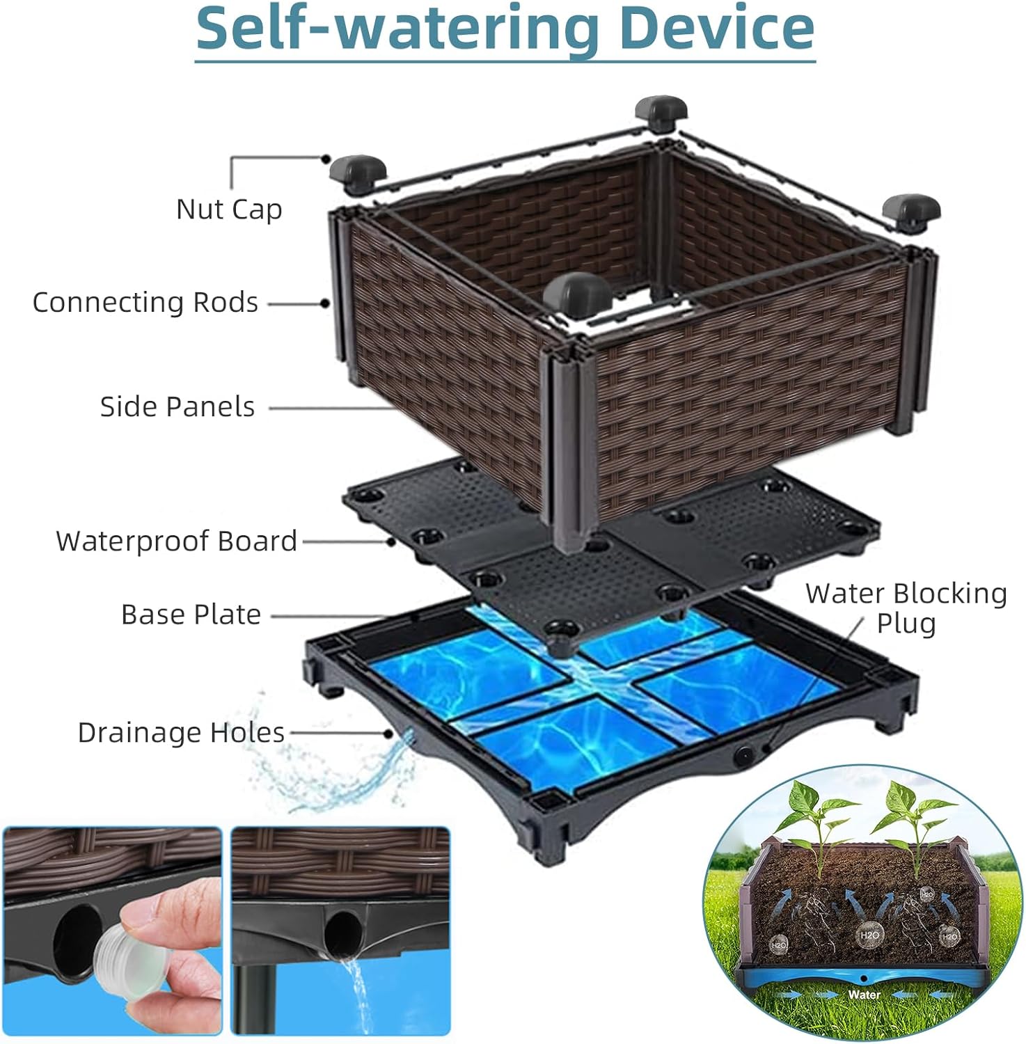 Vaso de Jardim em Rattan para  - Self-Watering Planter avaliação e preço